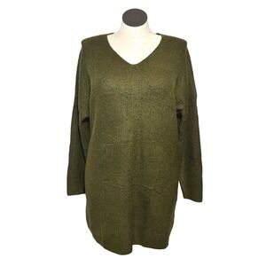 Fashion Womens Acrylic Blend Sweater Dress Tunic Oversized Large Olive Green
